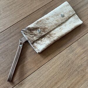 Genuine Beaudin Handcrafted Cowhide Wristlet Clutch with Snap Closure NWOT